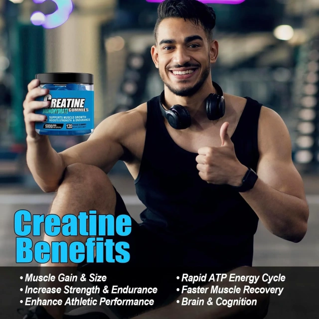 OEM Creatine Monohydrate Gummy 5g of Creatine Monohydrate Per Serving for Women&Men Energy Booster Creatine Gummies