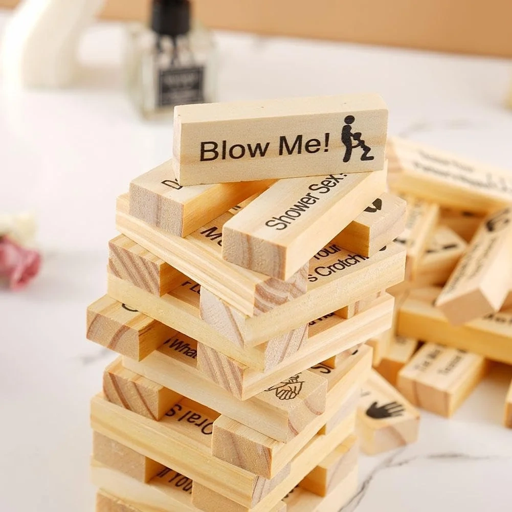 Super Building Blocks Tower Game 48 Fun Poses and Challenges with Wooden Blocks. Fun Adult Games with Fun Building Blocks
