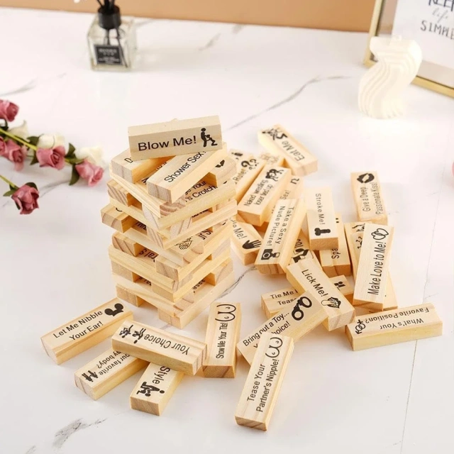 Super Building Blocks Tower Game 48 Fun Poses and Challenges with Wooden Blocks. Fun Adult Games with Fun Building Blocks