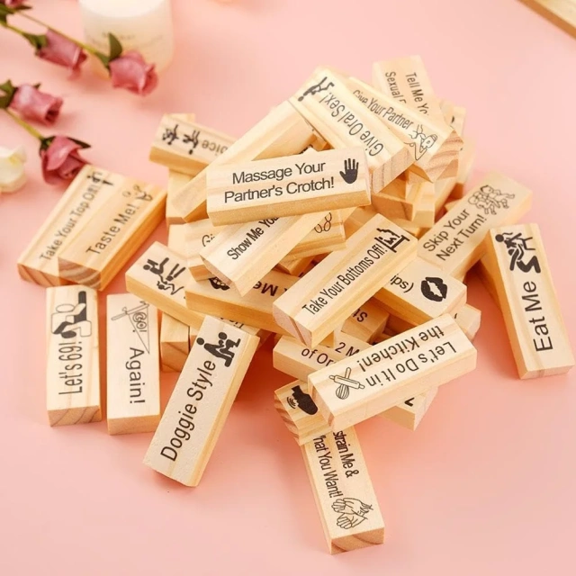 Super Building Blocks Tower Game 48 Fun Poses and Challenges with Wooden Blocks. Fun Adult Games with Fun Building Blocks