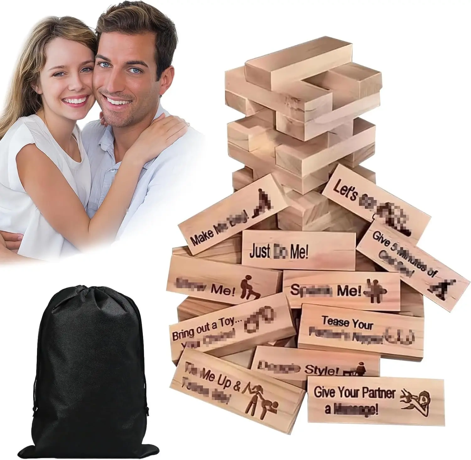 Factory Direct Block Tower Tumbling Wooden Tower Stacking Block for Couples Date Night Ideas for Valentine Lover Drunking Games