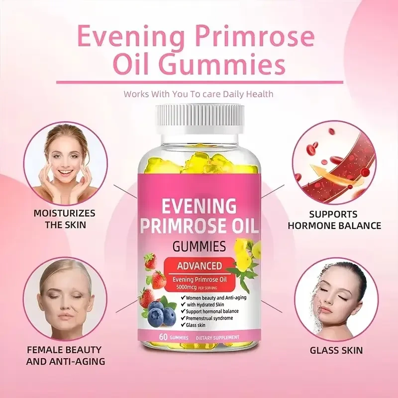 Private Label Natural Skin High Quality Evening Primrose Oil Supplement 1000mg Vitamin Evening Primrose Gummies