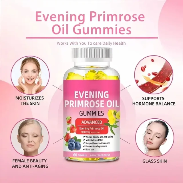 Private Label Natural Skin High Quality Evening Primrose Oil Supplement 1000mg Vitamin Evening Primrose Gummies