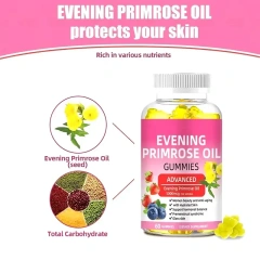 Private Label Natural Skin High Quality Evening Primrose Oil Supplement 1000mg Vitamin Evening Primrose Gummies