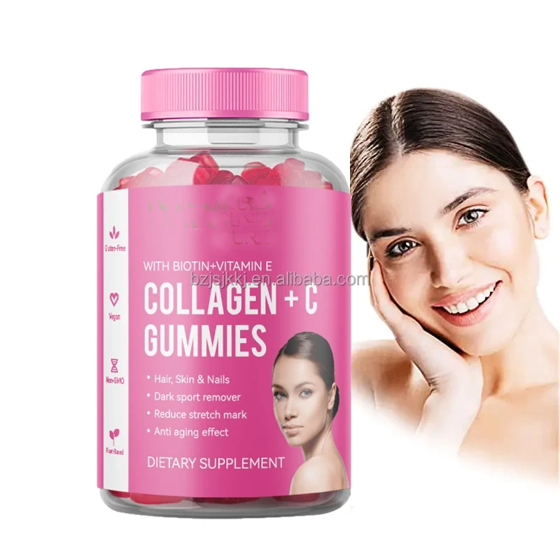 OEMHair Skin and Nails Gummy COLLAGEN GUMMIES With Biotin Vitamin Vegan  Skin Whitening Soft Candy for Brightening Lighten