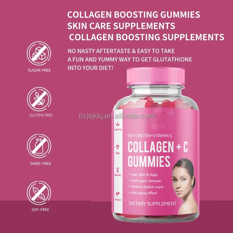 OEMHair Skin and Nails Gummy COLLAGEN GUMMIES With Biotin Vitamin Vegan  Skin Whitening Soft Candy for Brightening Lighten
