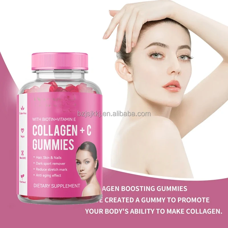 OEMHair Skin and Nails Gummy COLLAGEN GUMMIES With Biotin Vitamin Vegan  Skin Whitening Soft Candy for Brightening Lighten