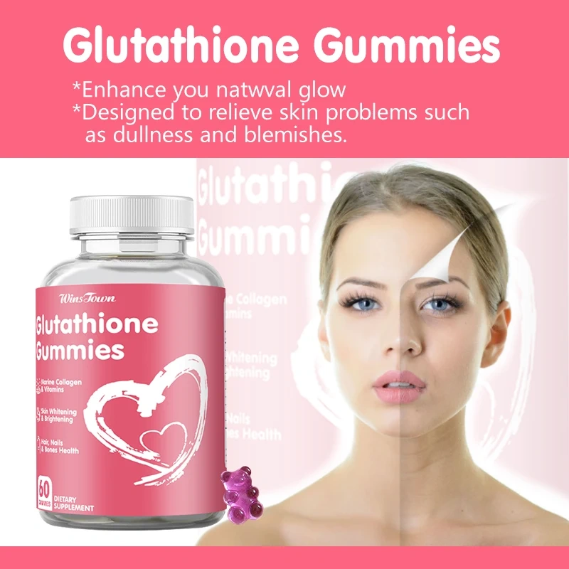 Glutathione Plus Skin Whitening Glowing Product Skin Lightening Collagen Supplement Private Label Glutathione Gummies