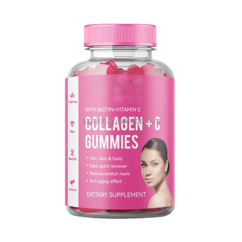 OEMHair Skin and Nails Gummy COLLAGEN GUMMIES With Biotin Vitamin Vegan  Skin Whitening Soft Candy for Brightening Lighten