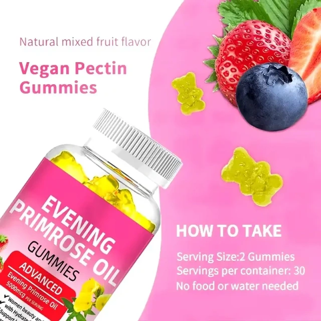 Private Label Natural Skin High Quality Evening Primrose Oil Supplement 1000mg Vitamin Evening Primrose Gummies