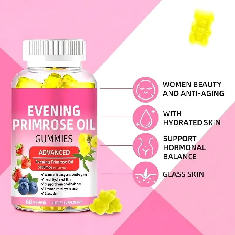 Private Label Natural Skin High Quality Evening Primrose Oil Supplement 1000mg Vitamin Evening Primrose Gummies