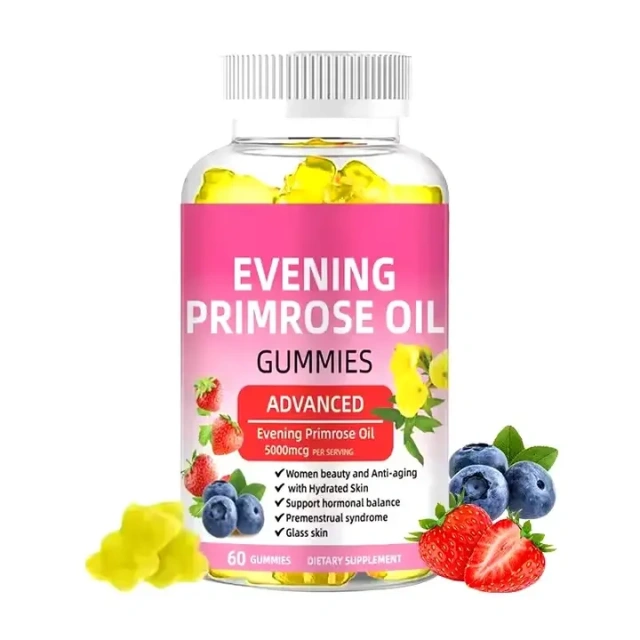 Private Label Natural Skin High Quality Evening Primrose Oil Supplement 1000mg Vitamin Evening Primrose Gummies