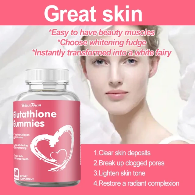 Glutathione Plus Skin Whitening Glowing Product Skin Lightening Collagen Supplement Private Label Glutathione Gummies