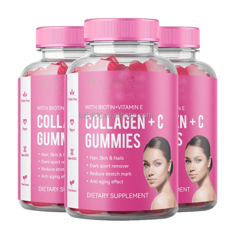 OEMHair Skin and Nails Gummy COLLAGEN GUMMIES With Biotin Vitamin Vegan  Skin Whitening Soft Candy for Brightening Lighten