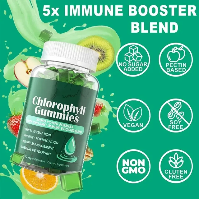 Natural Chlorophyll Liver Detox Healthcare Supplement Gummy Candy Boost Health Immunity Gummies Memory