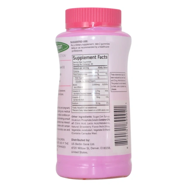 OEM ODM Strawberry Gummies With Vitamin for Women Supports Hair, Skin, and Nail Health Biotin Hair Nail Skin Growth Gummies