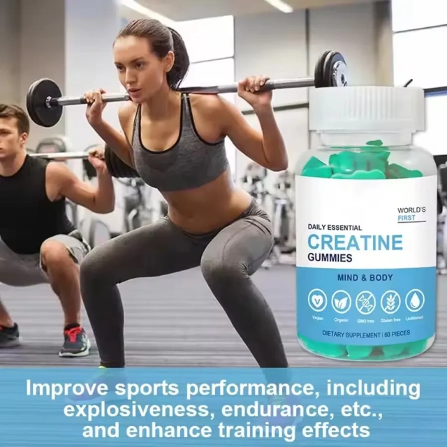 Private Label OEM Creatine Monohydrate Gummies 5000mg Pre Workout Energy Sports Nutrition Supplements Gummies for Muscle Growth