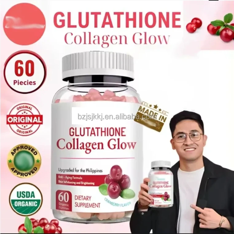 Hot Sale Anti Aging Formula Hydrolyzed Glutathione Collagen Glow Gummies Glowing Skin for Women in Philippine