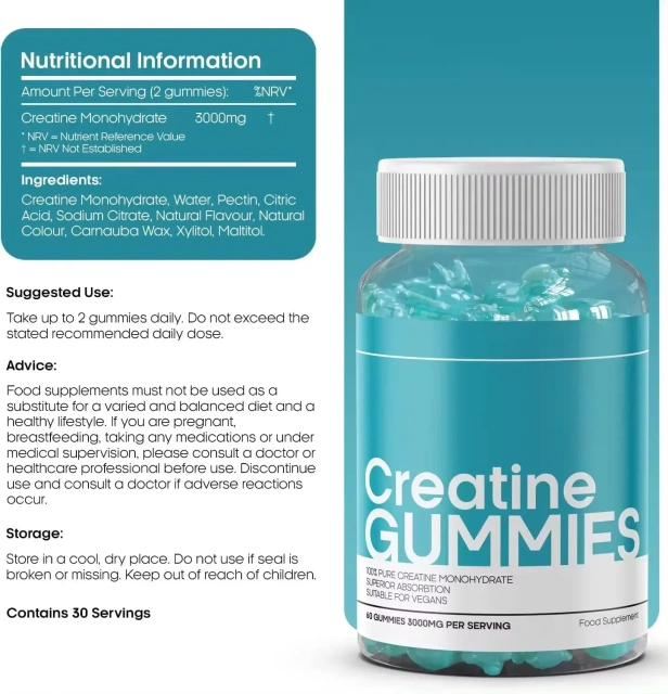 Private Label OEM Creatine Monohydrate Gummies 5000mg Pre Workout Energy Sports Nutrition Supplements Gummies for Muscle Growth