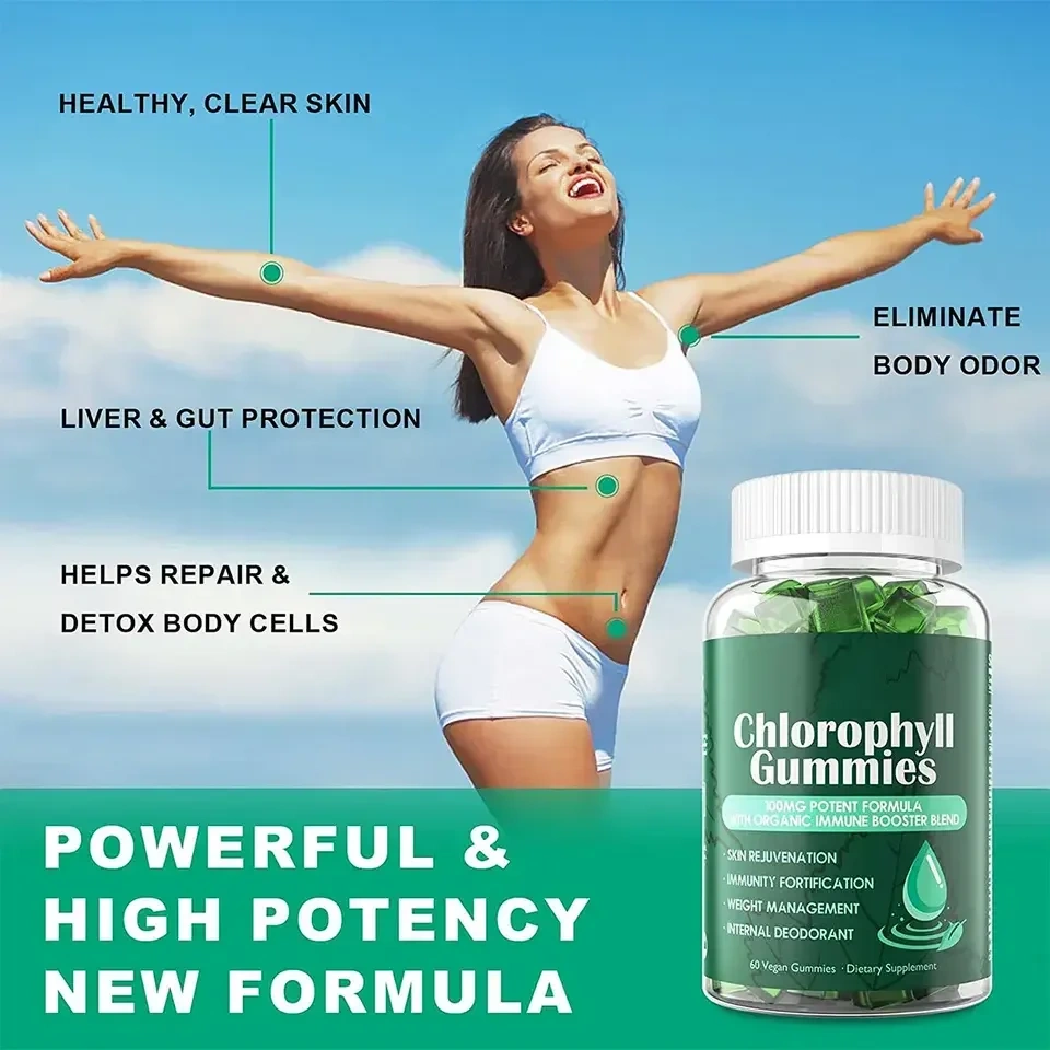 Natural Chlorophyll Liver Detox Healthcare Supplement Gummy Candy Boost Health Immunity Gummies Memory