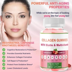 OEM/ODM/OBM Private Label Collagen Gummies With Biotin Multivitamins Remove Dark Spots Biotin Collagen Gummies for Skin