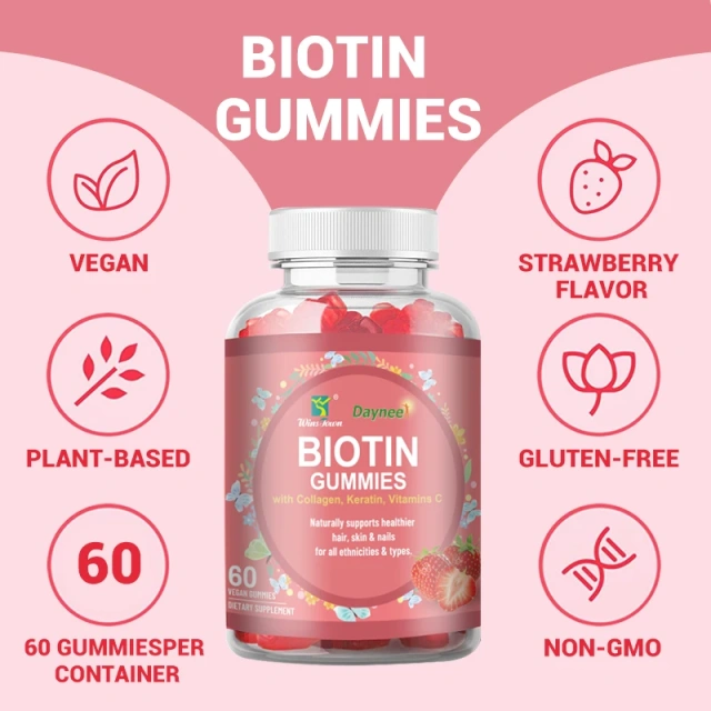Private Label Biotin Gummies Biotin Keratin Collagen Hair Skin and Nails Vitamins Biotin Supplement Gummies