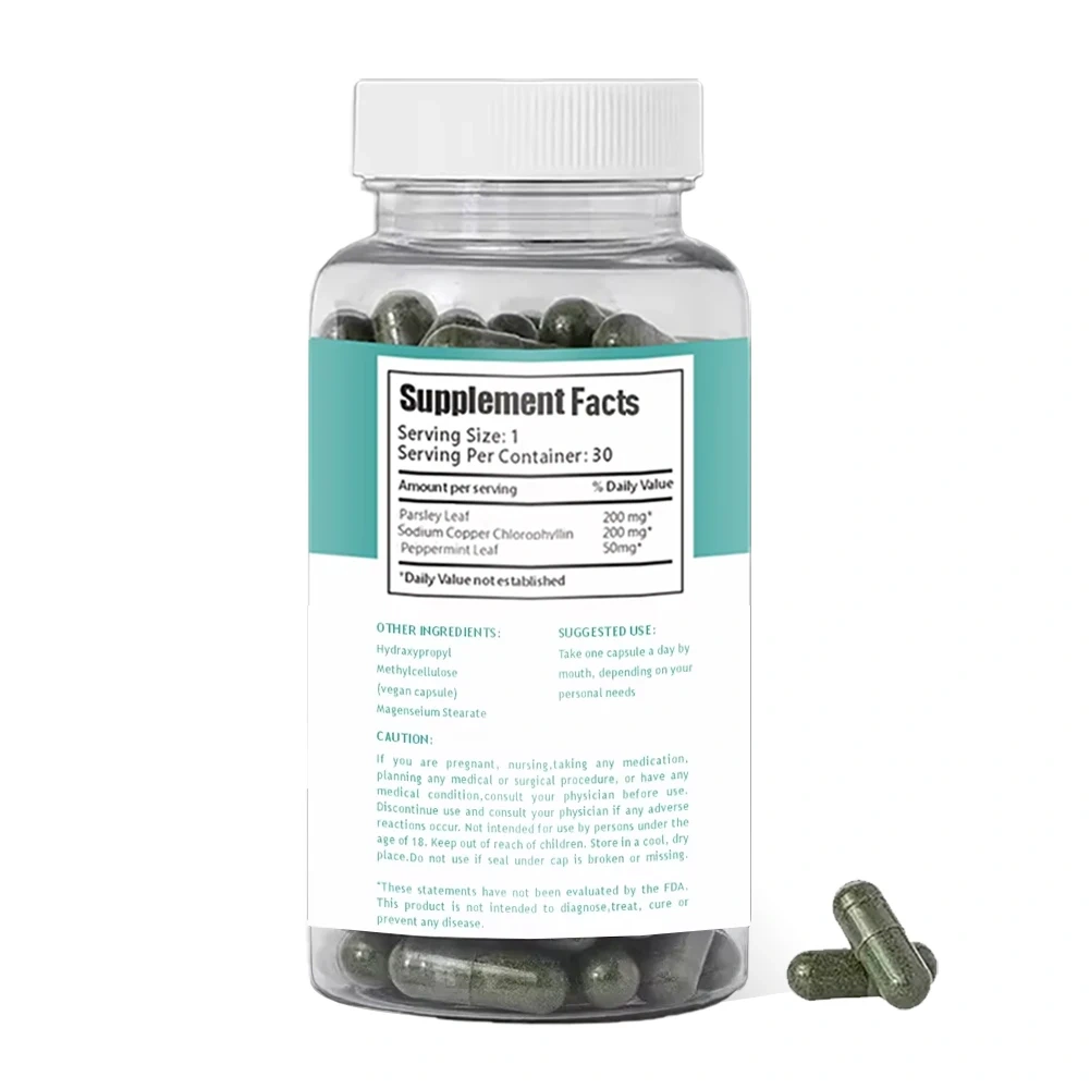 OEM Private Label Body Magic Chlorophyll Capsules Adult-Friendly Parsley Leaf Supplements for Health and Wellness One Bottle