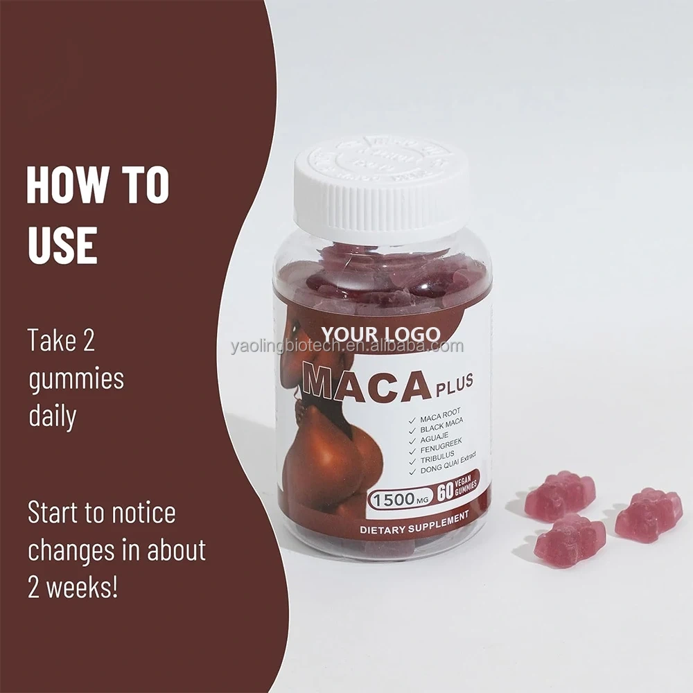 OEM Maca Plus Gummies 1500mg Big Booty Enhancer with Black Maca Root Multivitamin Support BUTTOCKS of ABUNDANCE