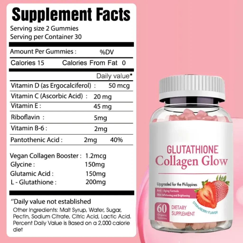Private Label Brightening Skin Whitening Gummies Collagen Supplements Collagen L-Glutathione Gummies for Women