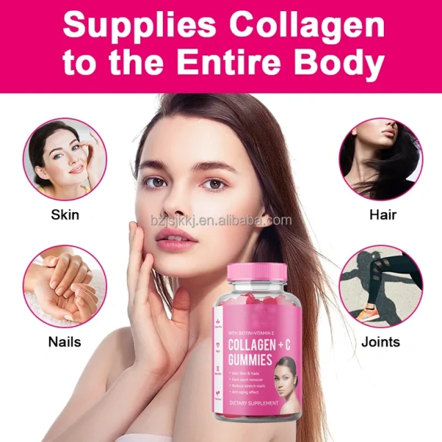 Collagen +C Gummies Whitening Skin Biotin Gummies Private Label OEM for Hair Skin Nails Promote Hair Skin Nails