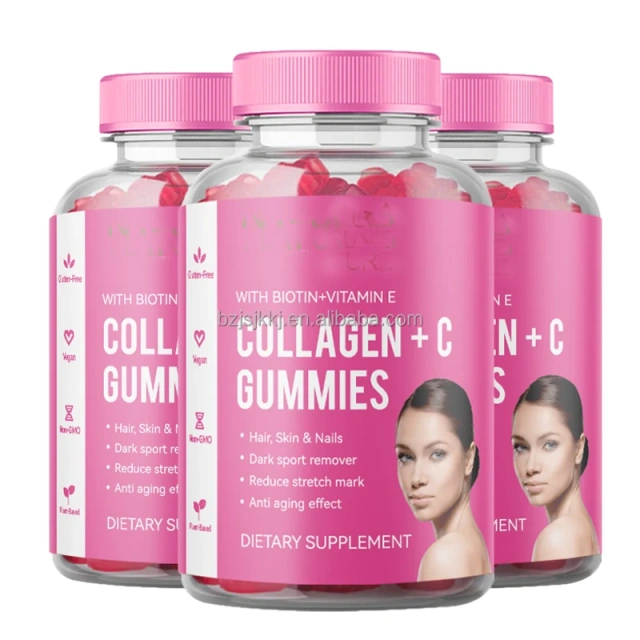 Collagen +C Gummies Whitening Skin Biotin Gummies Private Label OEM for Hair Skin Nails Promote Hair Skin Nails