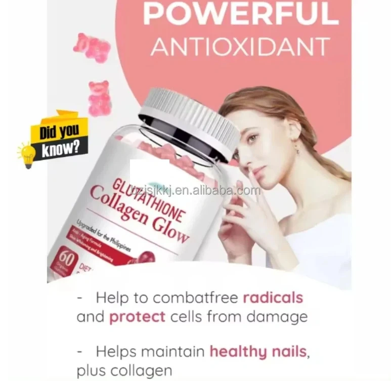 Hot Sale Anti Aging Formula Hydrolyzed Glutathione Collagen Glow Gummies Glowing Skin for Women in Philippine