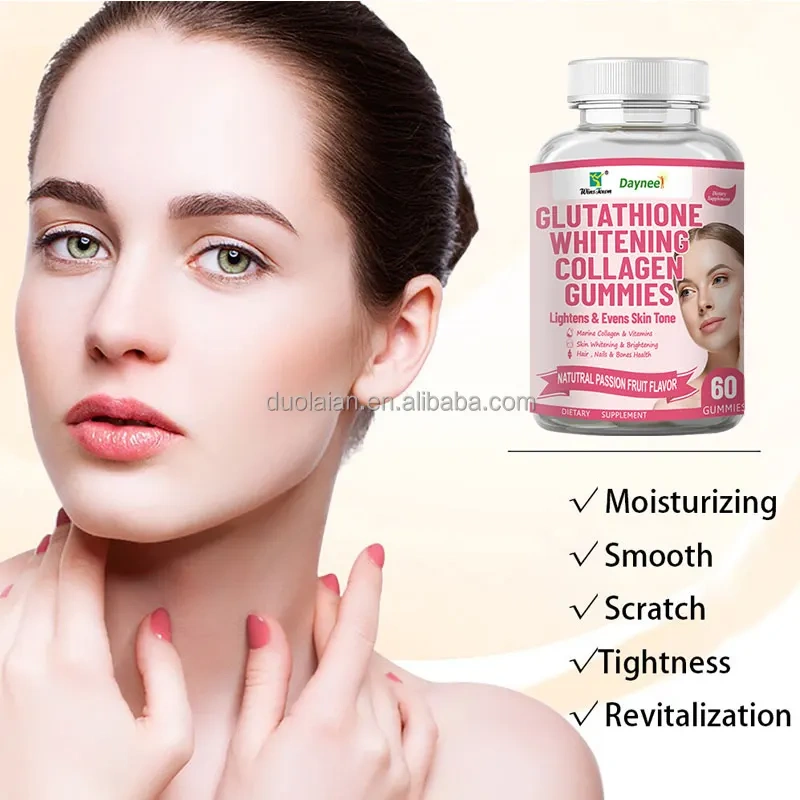 Private Label Natural L-G Lutathione Skin Lightening G Lutathione Reduced Whitening Skin Collagen Gummies