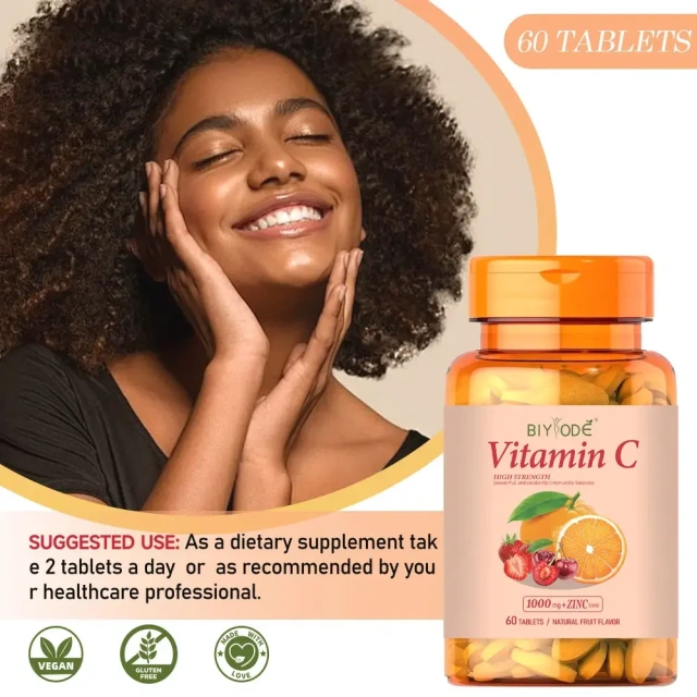 Biyode Fast Shipping Vitamin C Capsules Effective Formula Vitamins Tablets for Adults Not for Pregnant Women