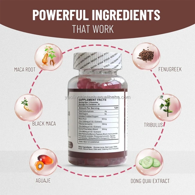 OEM Maca Plus Gummies 1500mg Big Booty Enhancer with Black Maca Root Multivitamin Support BUTTOCKS of ABUNDANCE