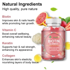 Private Label Biotin Gummies Biotin Keratin Collagen Hair Skin and Nails Vitamins Biotin Supplement Gummies