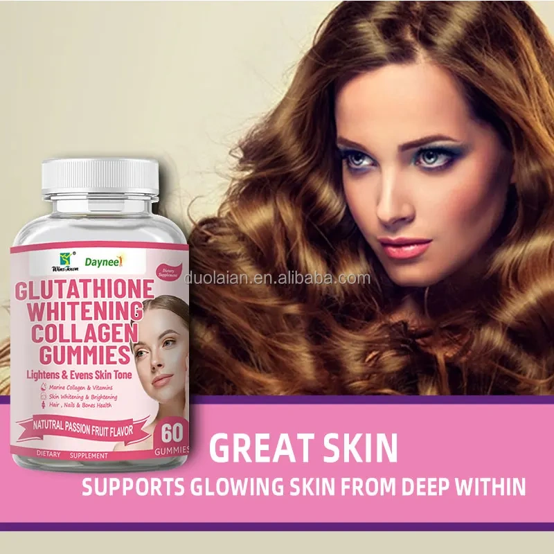 Private Label Natural L-G Lutathione Skin Lightening G Lutathione Reduced Whitening Skin Collagen Gummies