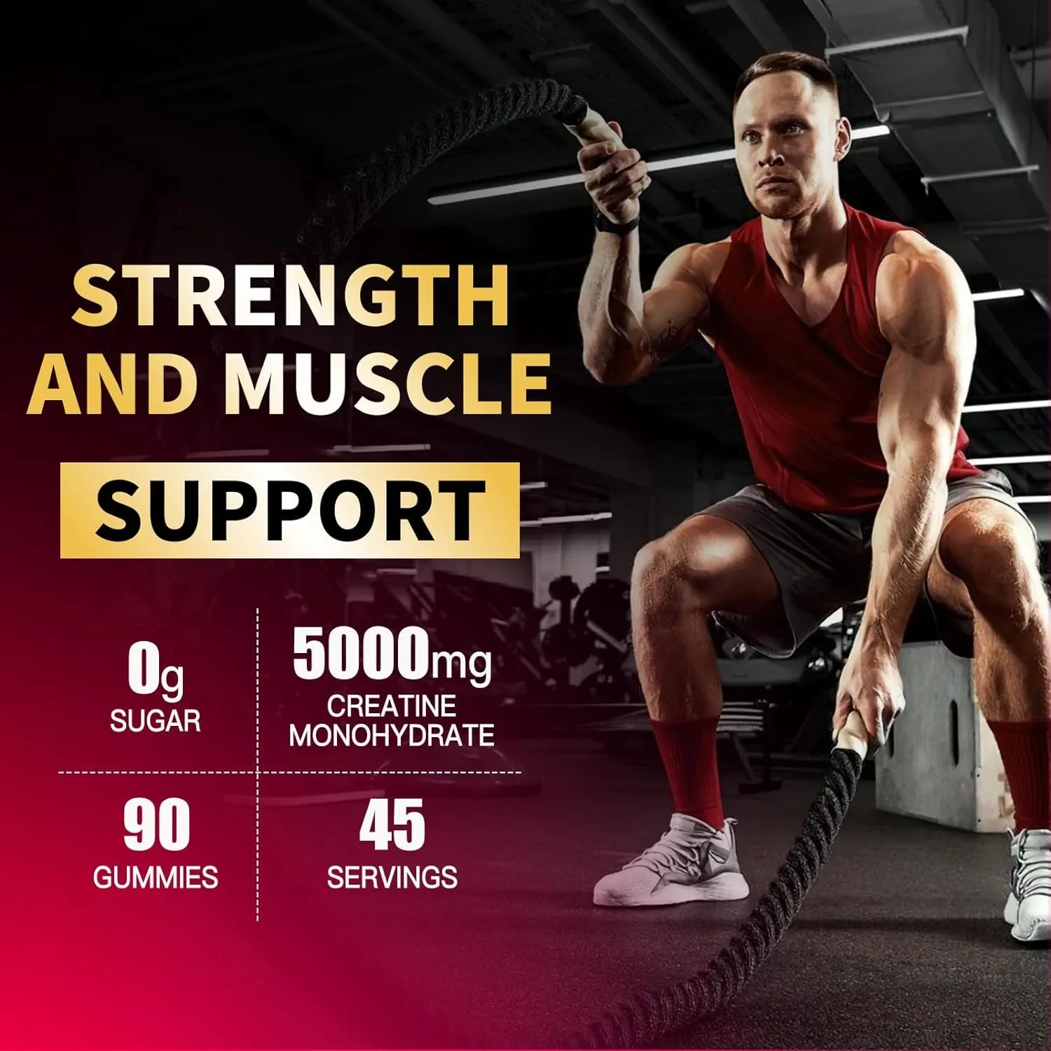OEM Hot Sale Creatine Monohydrate Gummies 5000mg for Men & Women Chewables Creatine Monohydrate for Muscle Strength 90 Counts
