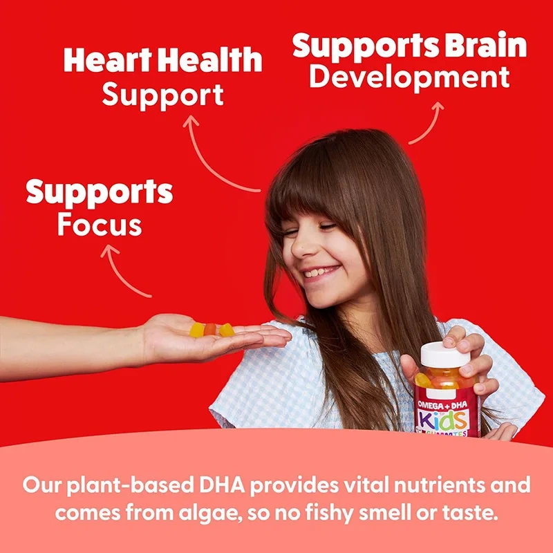 Pure Organic Children's DHA EPA Omega Gummies Multivitamin Vitamin C Gummies for Heart Brain Immune Support Not for Newborns