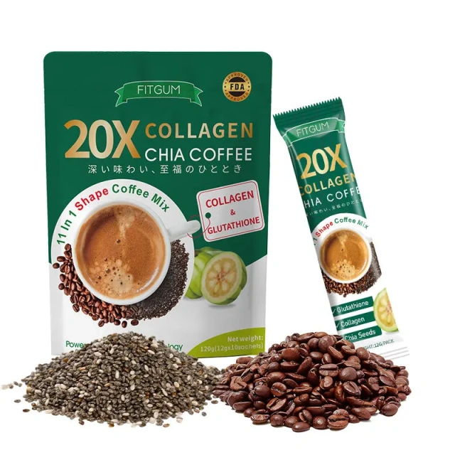 Original Collagen Coffee with Sweet Chocolate Flavor Chia Seed Wrapped Popular Cross-Border Foreign Trade Instant Coffee in Bag