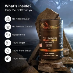 Organic himalayan shilajit gummies food grade supplement individually packaged no added ingredients raw shilajit