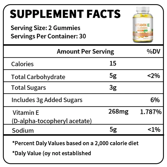 Healthcare Supplement Vitamin E Multivitamin Gummy Candy Vitamin B C D  Gummy Jelly Candy in Stock