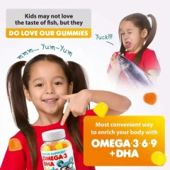 WELLBODY Halal Natural Organic Omega 3 DHA Kids Gummies for Vitamin and Brain Support | Private Label Factory Supply