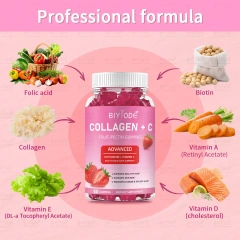 Jiabeikang Factory Vitamin and Supplement Wholesale Organic Multivitamins Skin Hair Nails Health Collagen+C Fruit-Pectin Gummies