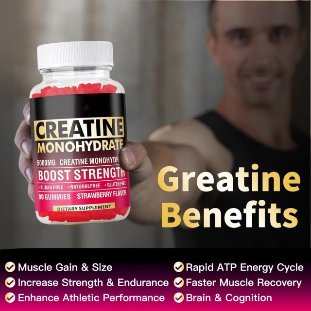 OEM Hot Sale Creatine Monohydrate Gummies 5000mg for Men & Women Chewables Creatine Monohydrate for Muscle Strength 90 Counts