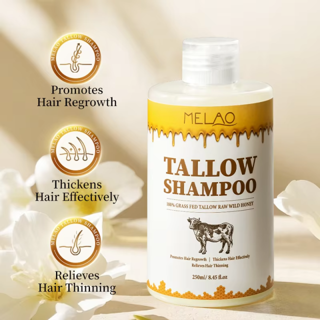Private Label Hair Products Beef Tallow Shampoo Nourished Fuller Hair Regrowth Increasing Volume Silicone Hair Growth Shampoo