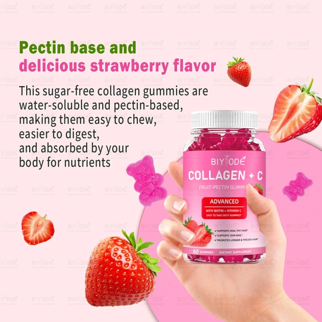 Jiabeikang Factory Vitamin and Supplement Wholesale Organic Multivitamins Skin Hair Nails Health Collagen+C Fruit-Pectin Gummies