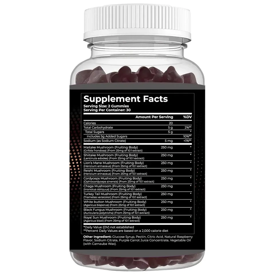 Green Mushroom Gummies Mushroom Complex Gummies Brain Booster Immune