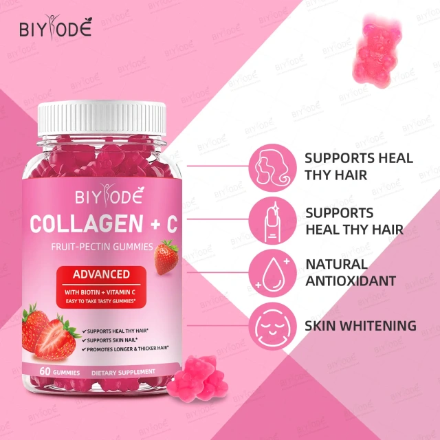 Jiabeikang Factory Vitamin and Supplement Wholesale Organic Multivitamins Skin Hair Nails Health Collagen+C Fruit-Pectin Gummies