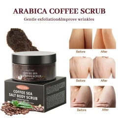 Hot Selling Vegan Organic Coffee Sugar Exfoliating Skin Whitening Face & Body Coffee Scrub